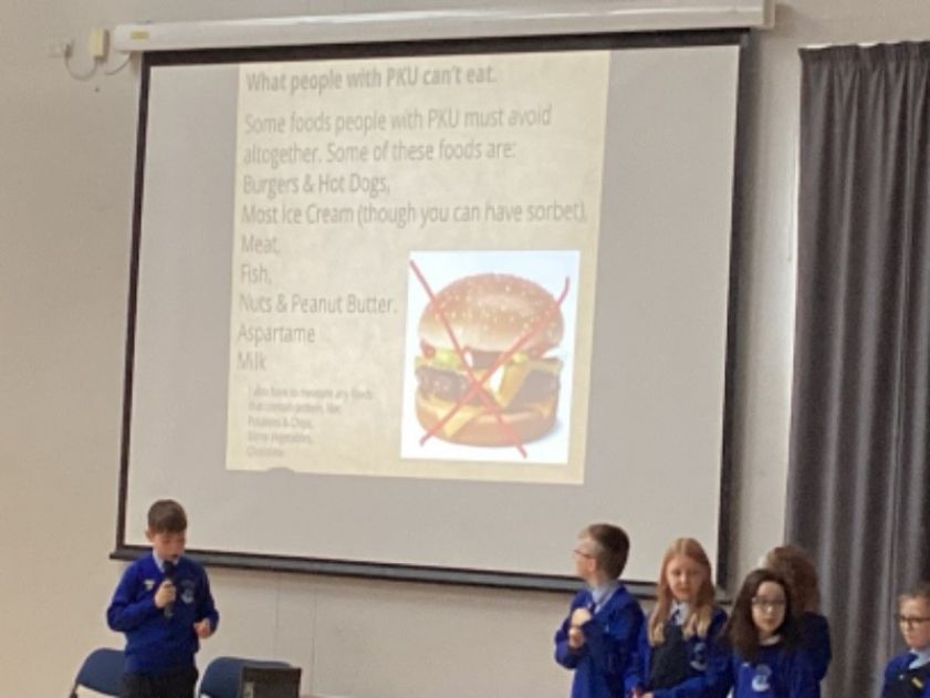 PKU Awareness Assembly by one of our P7 boys.